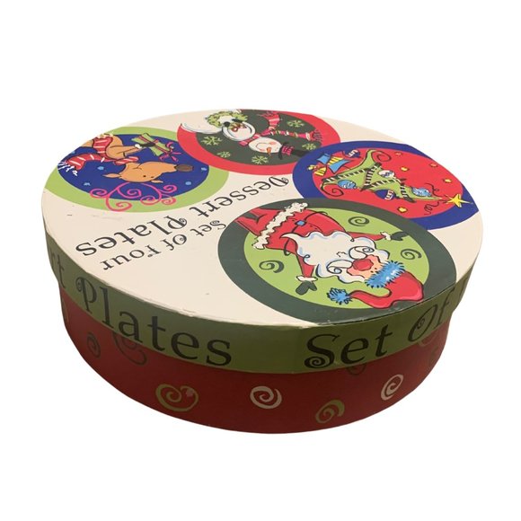 Santa’s Workbench Dessert Ceramic Plates With Case For Christmas Dining Set of 4 - Picture 4 of 9